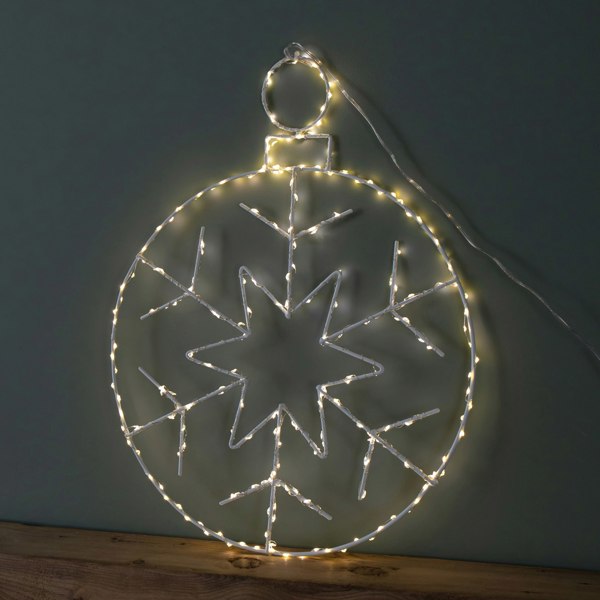 Samuel Alexander 48cm x 38cm Light up Hanging Christmas Snowflake Bauble with 250 Warm White LEDs
