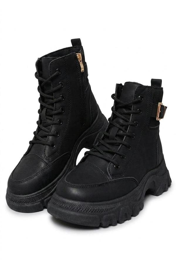 Clarissa Chunky Lace Up Platform Ankle Boots - Black_wb