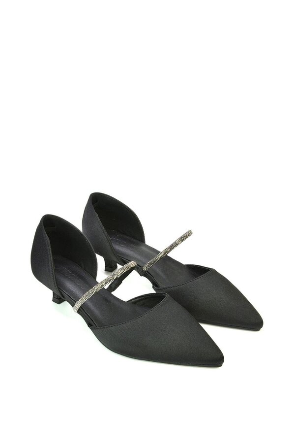 XY LONDON Diamante Strap Kitten Heel Pointed Toe Court Shoes