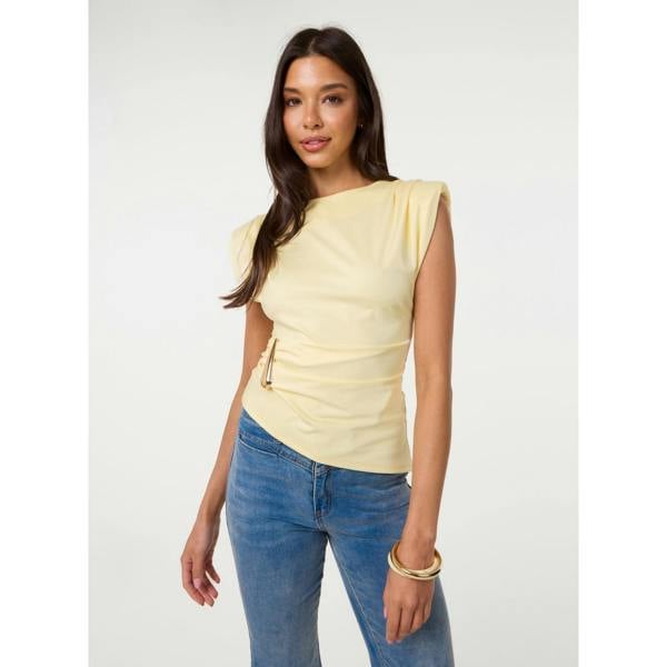 Pink Vanilla Shoulder Pad With Buckle Jersey Top