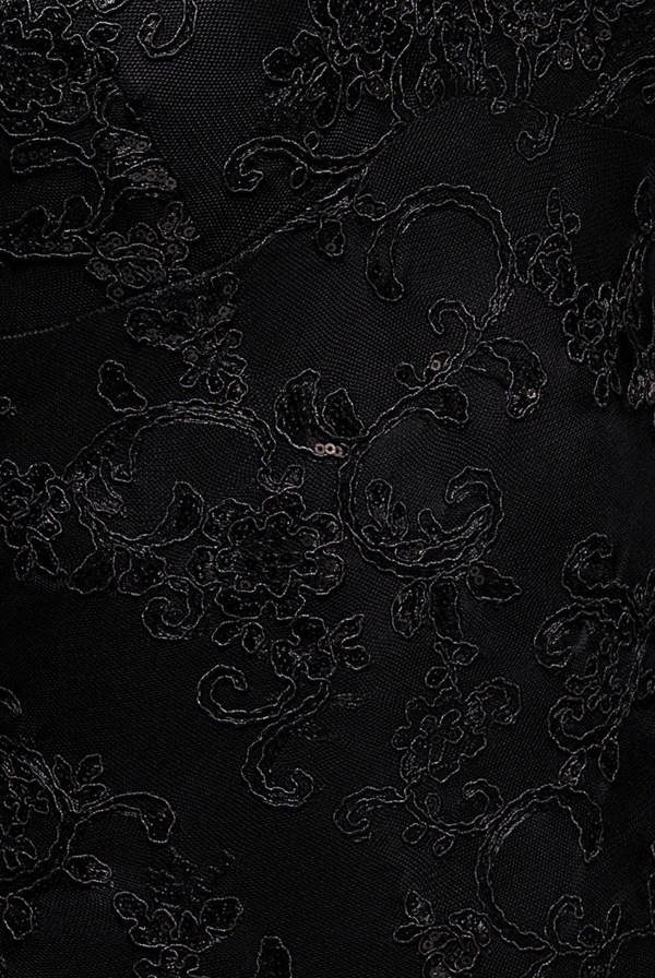 Embroidered Lace Scalloped Edge Maxi Dress - Black DR4472