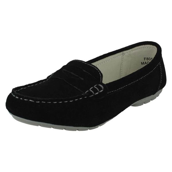 Leather Collection Ladies Leather Collection Moccasin Shoes F80558