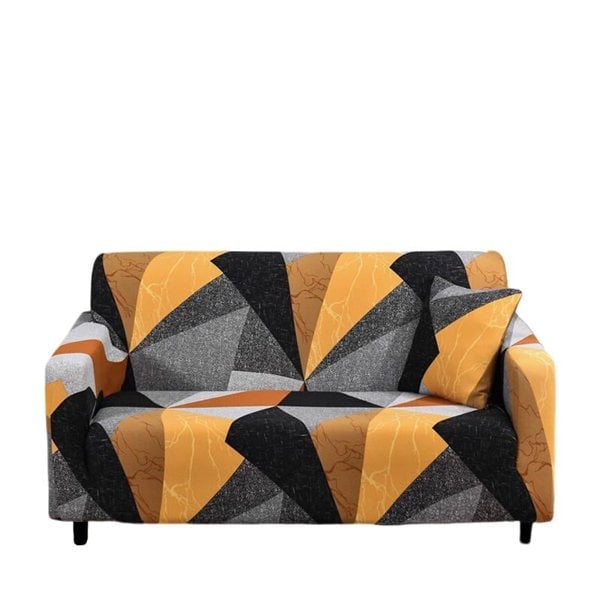 Anyhouz Anyseat Sofa Cover Golden Yellow Geometric Style 3 Seater
