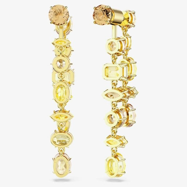 Swarovski Gema Gold Tone Plated Mixed Cut Yellow Crystal Drop Earrings 5718073