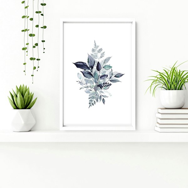 Toilet wall decor | set of 3 Blue Botanical wall art