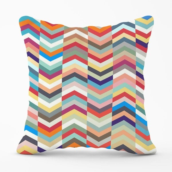 Warren Reed Geometric Multi Colored Chevron Pattern Cushions