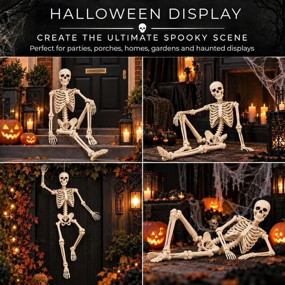 Neo Direct Neo White Prop Life Size Halloween Skeleton 160 cm