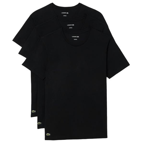 Lacoste 3 Pack Lounge Cotton T-Shirts Black/Black/Black