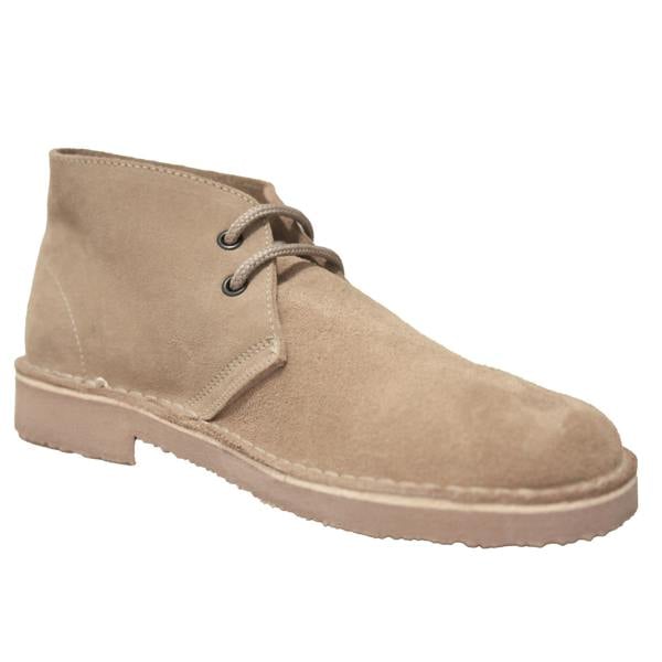 Roamers Mens Real Suede Unlined Desert Boots - Stone - 