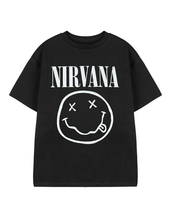 Nirvana Boys Black Logo Short Sleeved T-Shirt