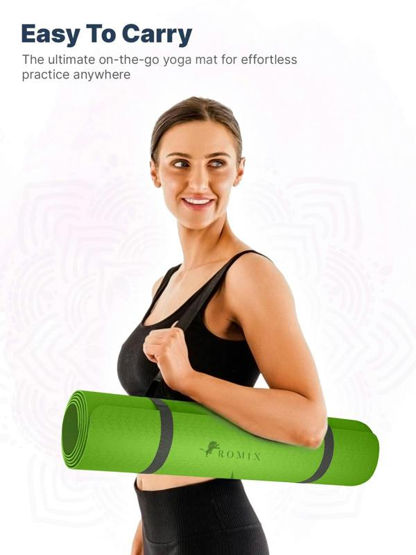 ROMIX Pro Yoga Mat with Alignment Lines, 6mm Non Slip Lightweight Exercise Mat with Carry Bag and Strap