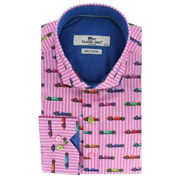 GRAND PRIX STRIPES PRINT SHIRT - Premium Men's Patterned Shirt by Claudio Lugli | Bold Design, Tailored Fit, Best Printed Shirts