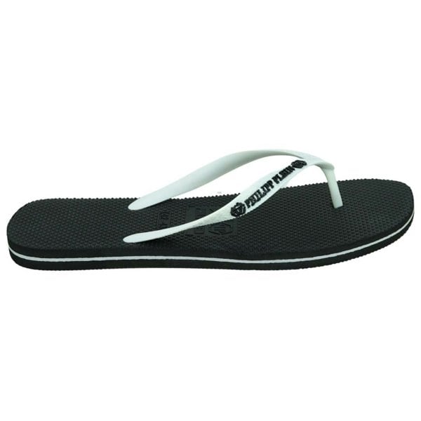 Philipp Plein Brand Logo Flip Flops - Black & White