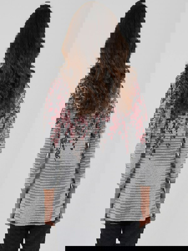 TIGI-Wear Stripe And Floral Border Print Top