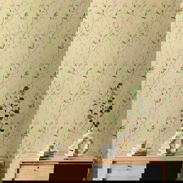 Hoopla Walls Springtime Meadow - Coral Blossom 10m Wallpaper