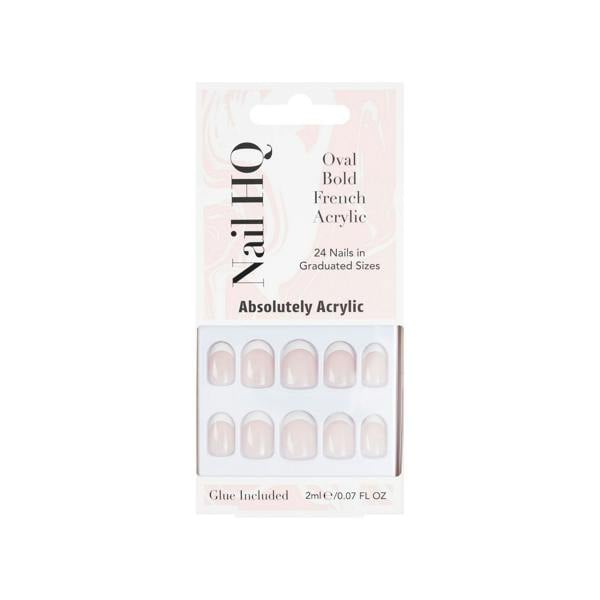 Nail HQ Oval Bold French Acrylic Nails (24 Pieces)