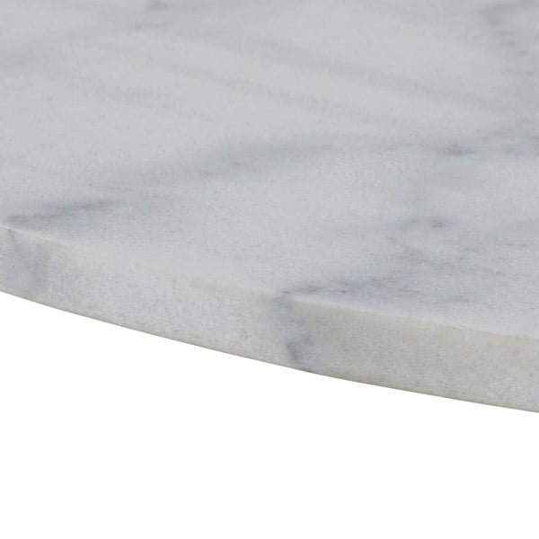 Furniture To Go Tarifa Round Dining Table with White Polished Marble Top and Black Base