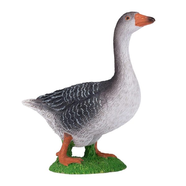 Mojo Fun Goose Grey Farmyard Toy Figure 8 cm Height Approx - 381039