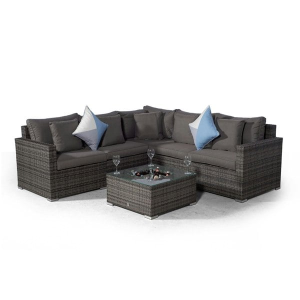 Giardino Havana 5 Seat Rattan Corner Sofa Set with Ice Bucket Coffee Table