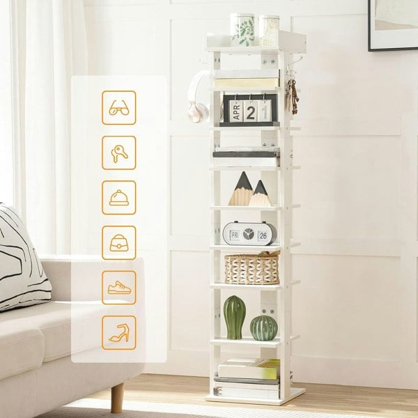 Rafaelo Mobilia 9 Tier Shoe Rack Narrow White