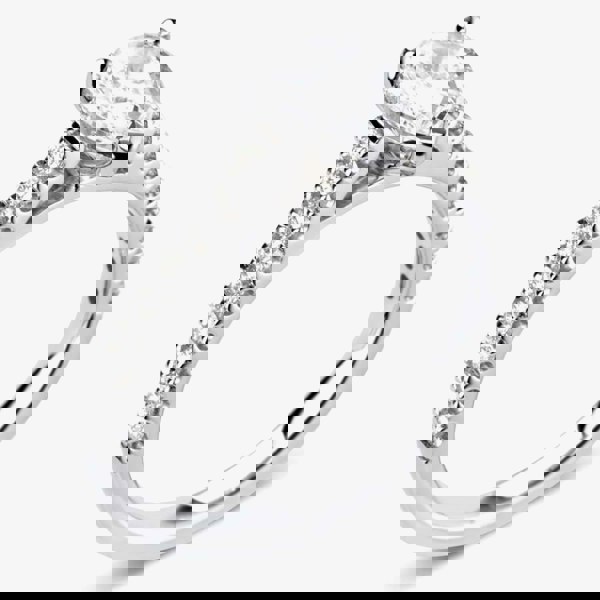 1888 Collection Platinum Pear Cut 0.50ct Diamond Solitaire Shoulder Set Ring RI-2252