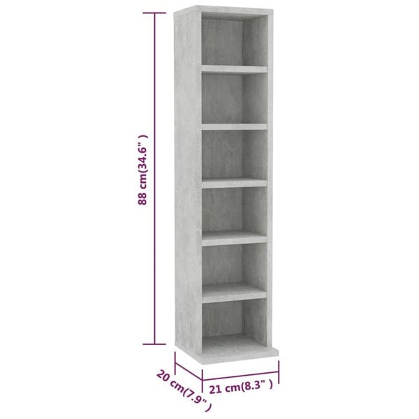 Berkfield CD Cabinet Concrete Grey 21x20x88 cm Engineered Wood