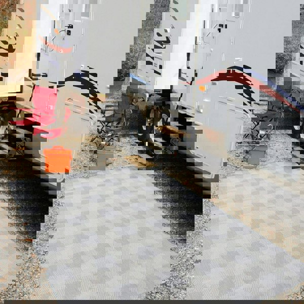 Grey Checkered Outdoor Rug | Garden Elegance | The Rugs