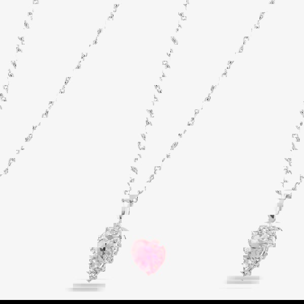 Starbright Sterling Silver Heart Shaped Cubic Zirconia Halo Pendant Necklace THB-03P PK