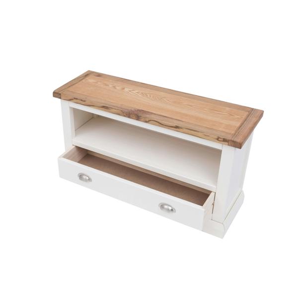 Cabinet Bits Cosenza Off White 1 Drawer TV Cabinet Chrome Cup Handle