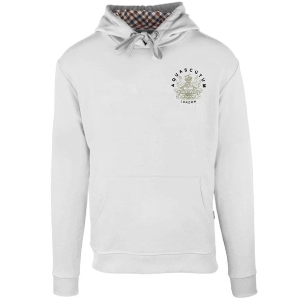 Aquascutum Aldis Emblem Logo Hoodie - White