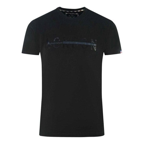 Aquascutum Mens London 1851 Split Logo T-Shirt - Black