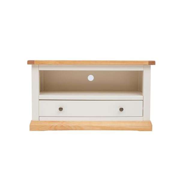 Trevi Off White 1 Drawer TV Cabinet Brass Knob