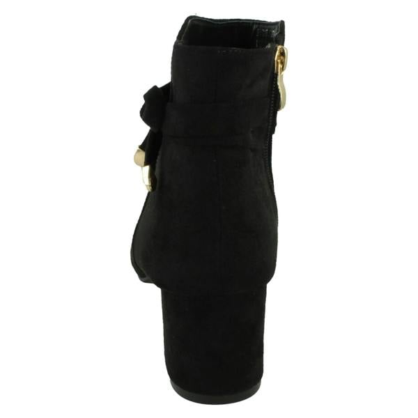 Spot On Ladies Block Heel Wide Fit Ankle Boots with Size Tie and Inside Zip F51235