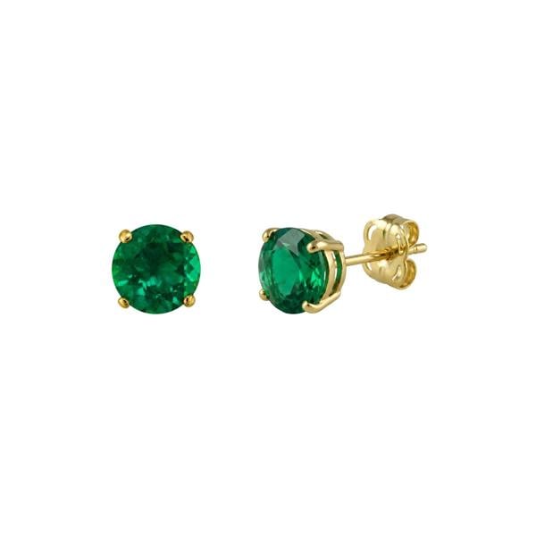 Spero London 9Ct Solid Gold Emerald Stud Earrings