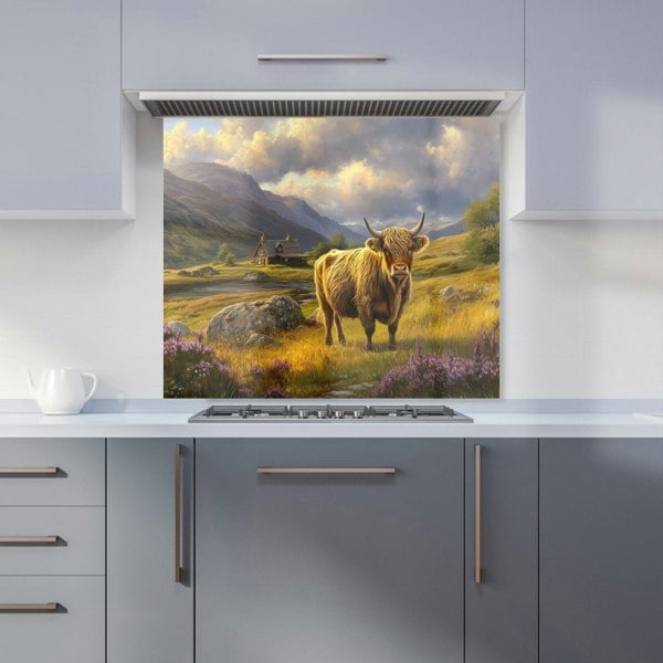 Warren Reed - Designer Springtime Highland Cow Kitchen Splashback