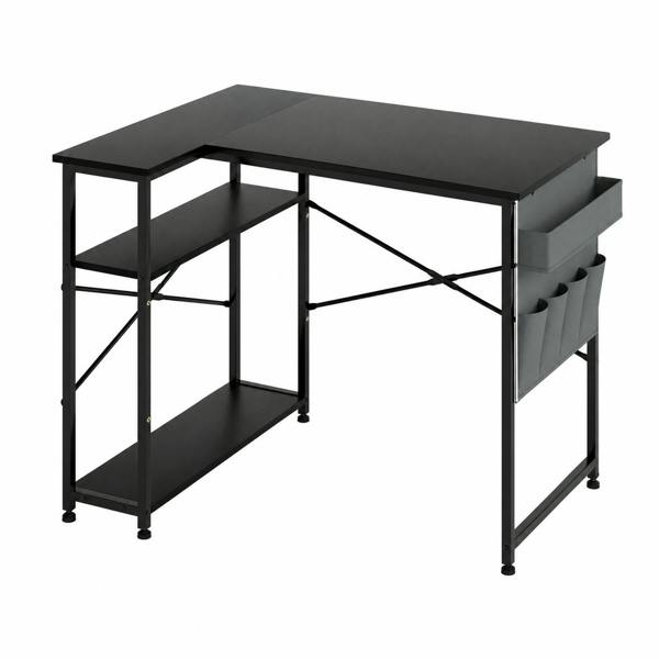 T-mech L-Shaped Gaming Desk – Black with Storage Bag