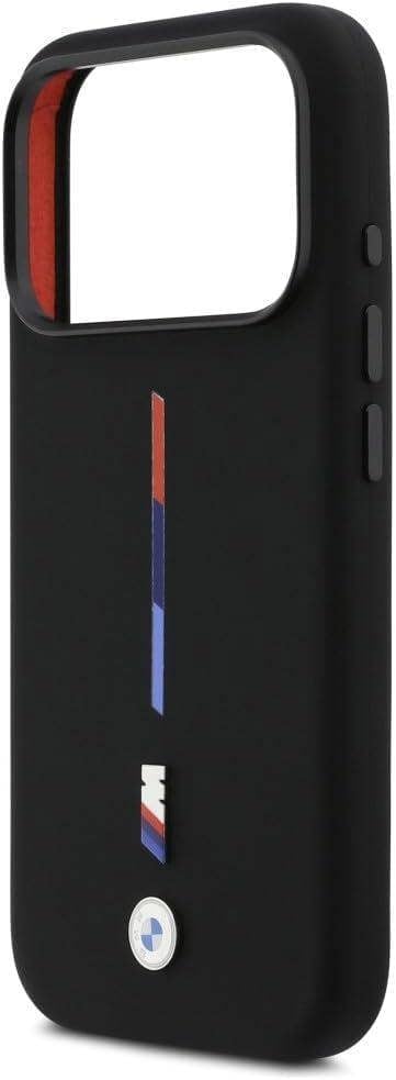 BMW M Series Silicone Tricolor Line Case with MagSafe for iPhone 17 Pro 6.3" Black - BMHMP17L25SITMIK