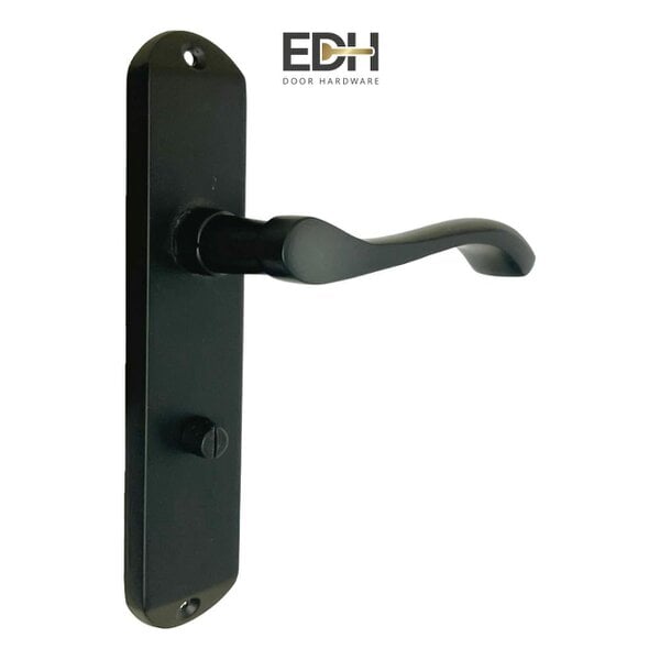 EDH Door Hardware Cadenza Modern Matt Black Scroll Door Handles Bathroom Lock Handle 178mm x 40mm