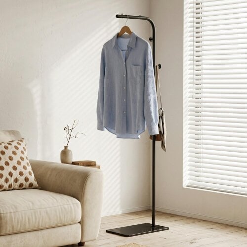 HOMCOM Modern Garment Rack with Marble Base, Black