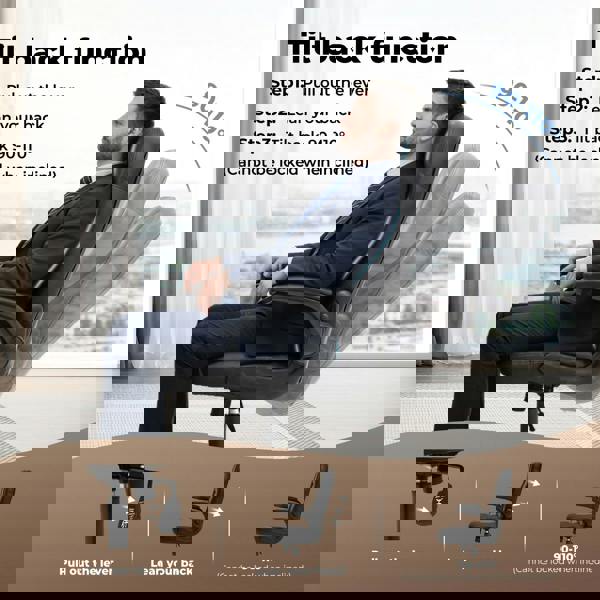 Levede Ergonomic Office Computer Chair PU Leather Swivel Recliner with Flip-Up Armrests