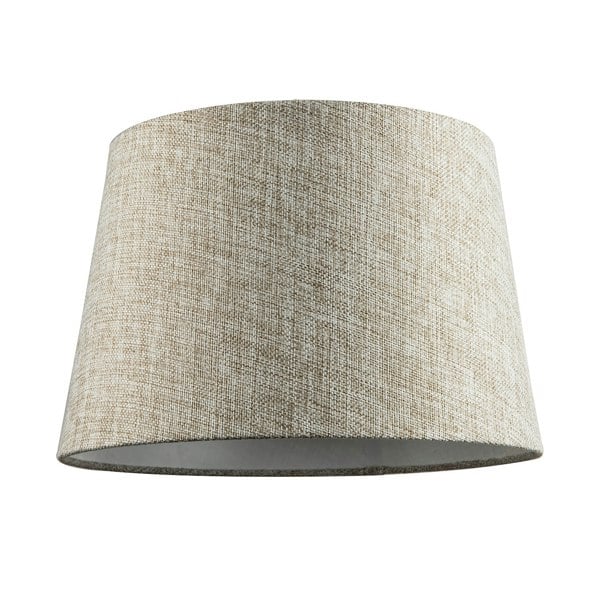 Traditional Natural Textured Linen Drum Lamp Shade in Taupe Brown Image 1