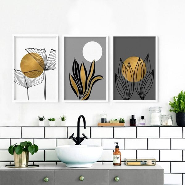 Botanical bathroom | set of 3 bathroom wall decor