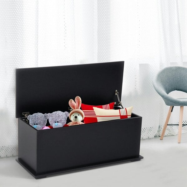 HOMCOM Storage Chest With Lid, 113L Storage Box, Black