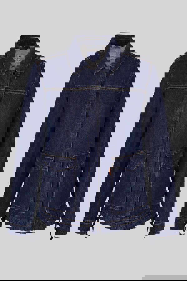 ENORSIA Blue Denim Trucker Jacket With Borg Lining