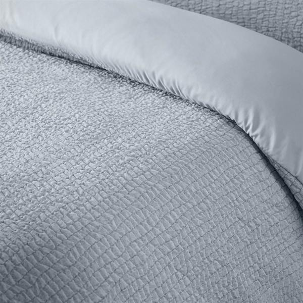 Crinkle Seersucker Blue Duvet Cover Set