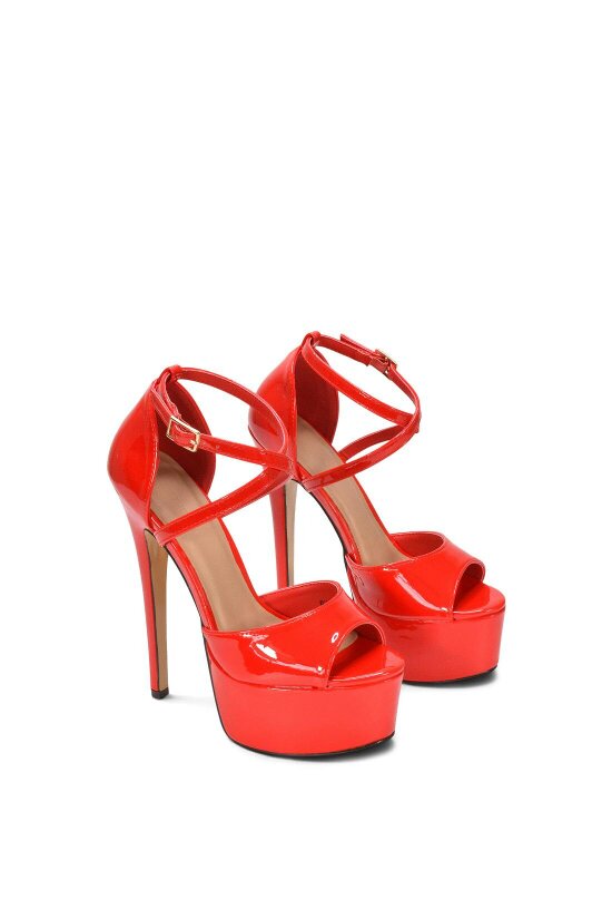 XY LONDON Strappy High Platform Heels With Peep Toe