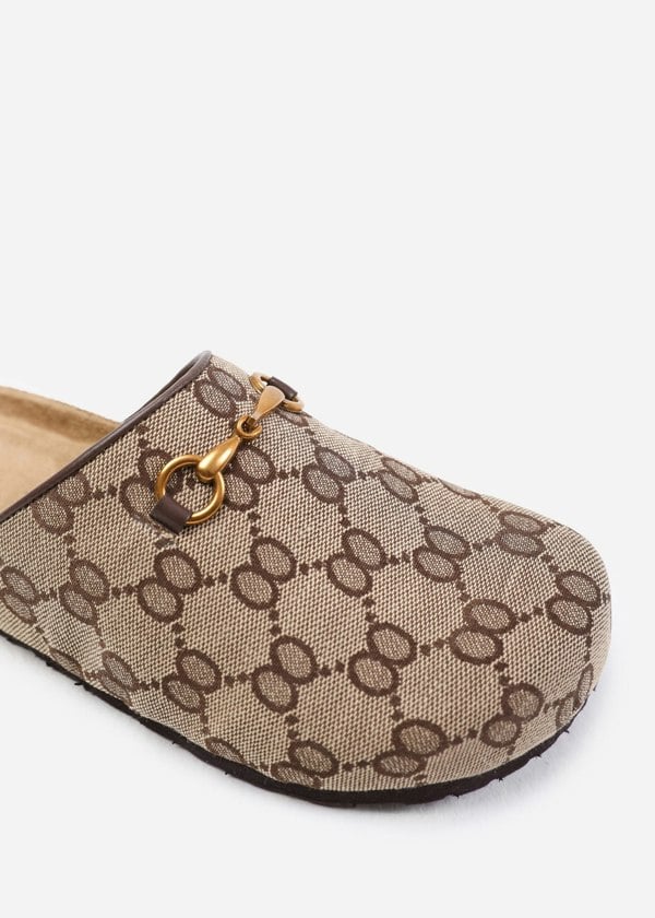 Where's That From Dublin Open Back Slip on Loafer With Gold Detail in Brown