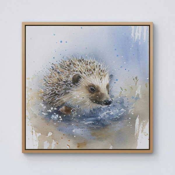 Warren Reed Hedgehog Watercolour Framed Canvas