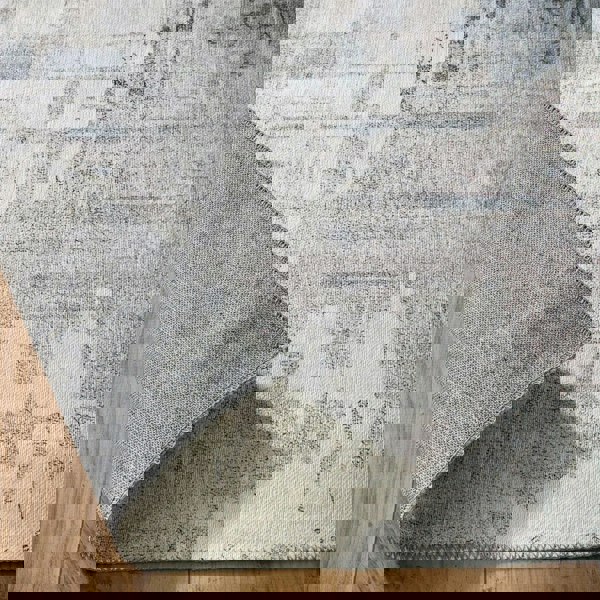 Eco-Washable Grey Rug Abstract Design