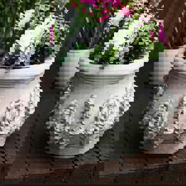 Rose Pot Stone Cast Garden Plant Pot